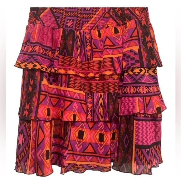 Multicoloured Chiffon Layered Ruffle Skirt - Picture 2 of 4